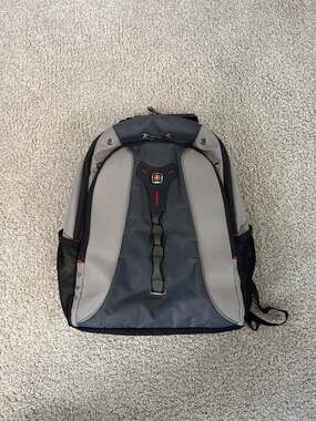 SwissGear by Wenger Synergy Laptop Backpack Grey Black Red Accents